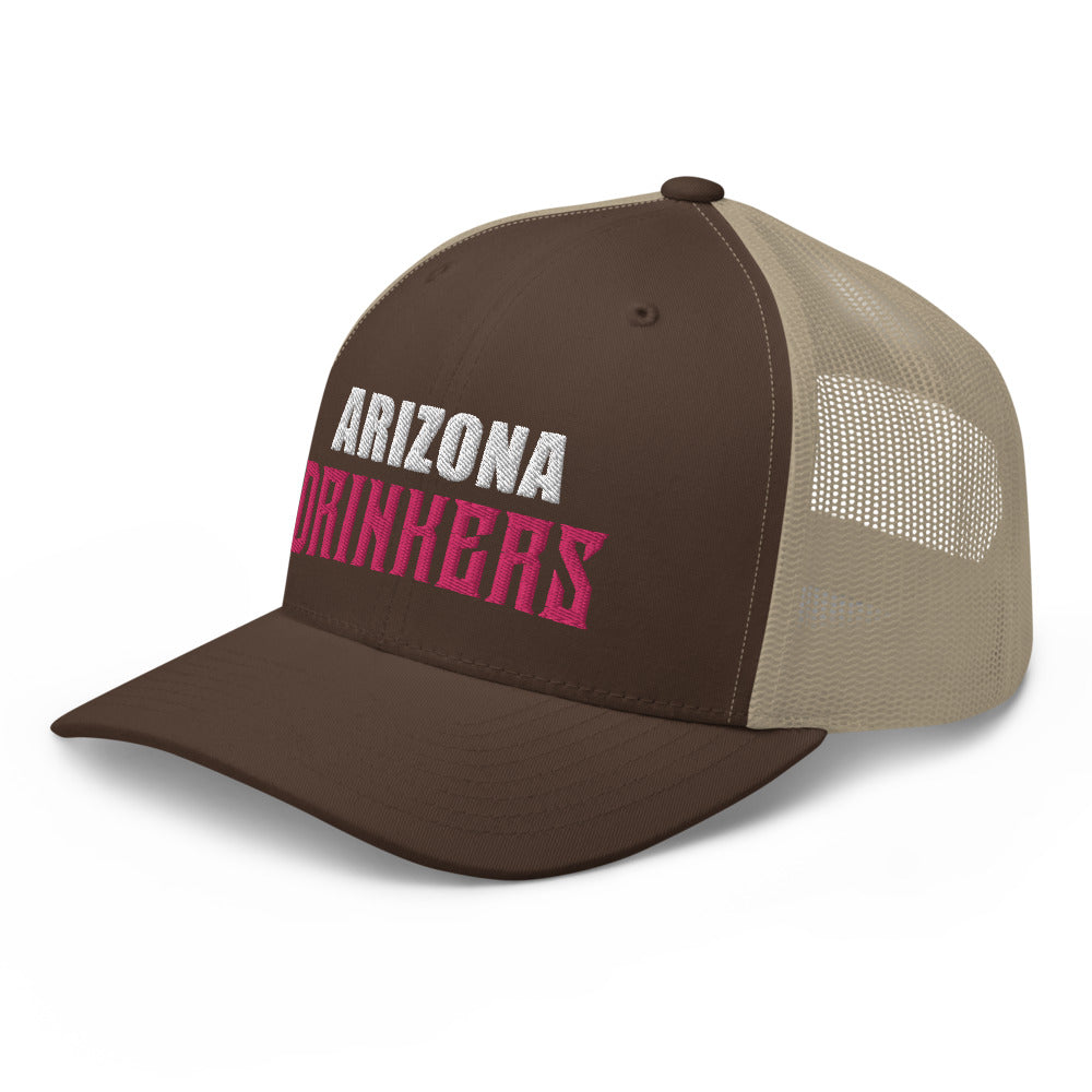 Trucker Cap with Arizona Drinkers in Pink Color on Front