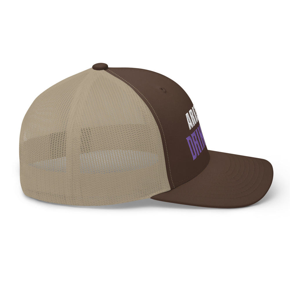 Trucker Cap with Arizona Drinkers in Violet Color on Front