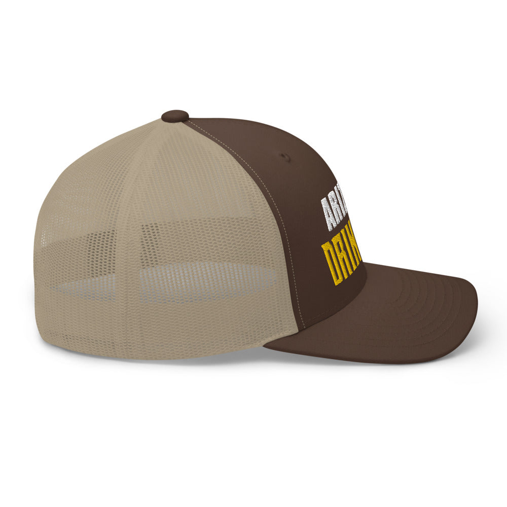 Trucker Cap with Arizona Drinkers in Yellow Color on Front