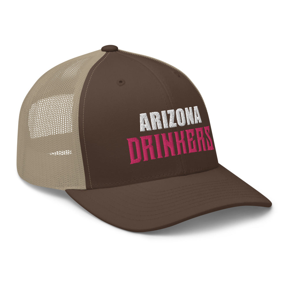 Trucker Cap with Arizona Drinkers in Pink Color on Front