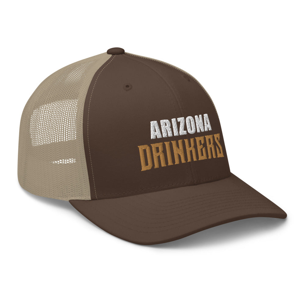 Trucker Cap with Arizona Drinkers in Brown Color on Front