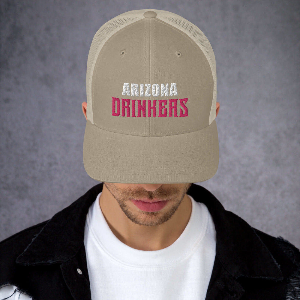 Trucker Cap with Arizona Drinkers in Pink Color on Front