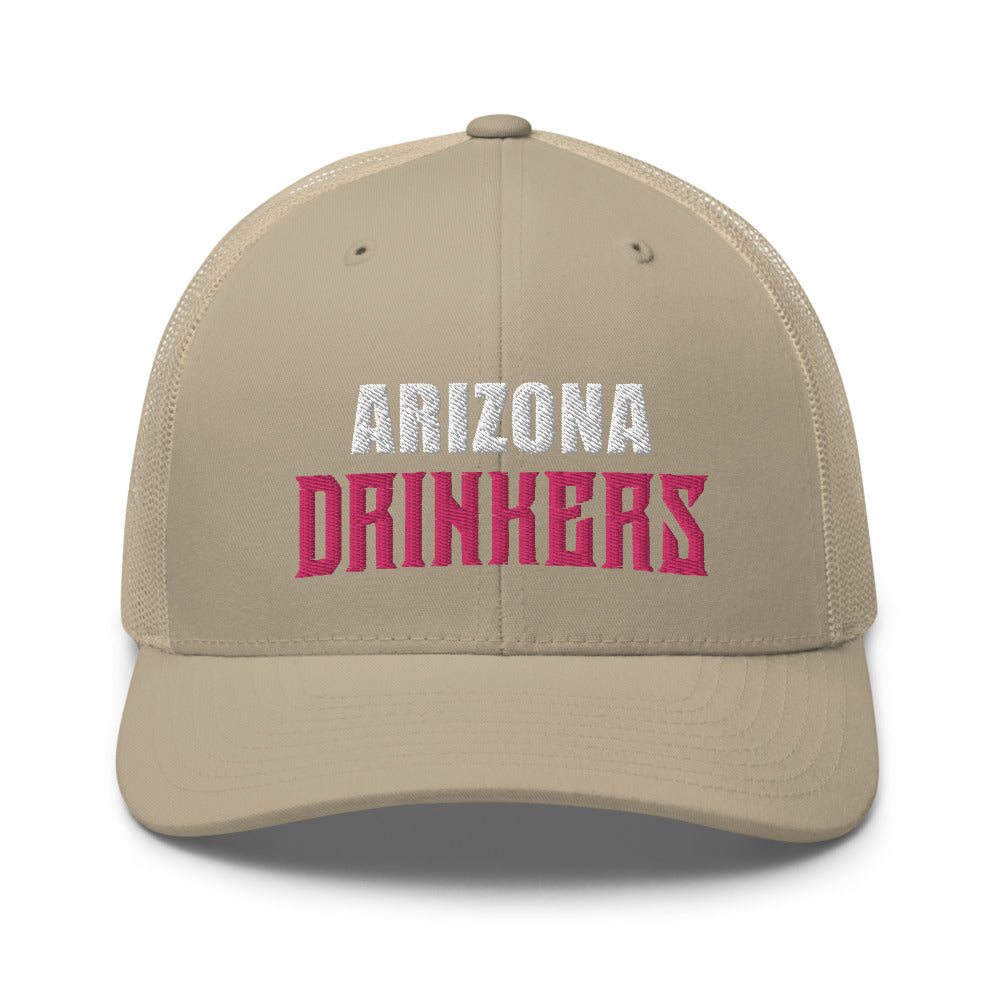 Trucker Cap with Arizona Drinkers in Pink Color on Front