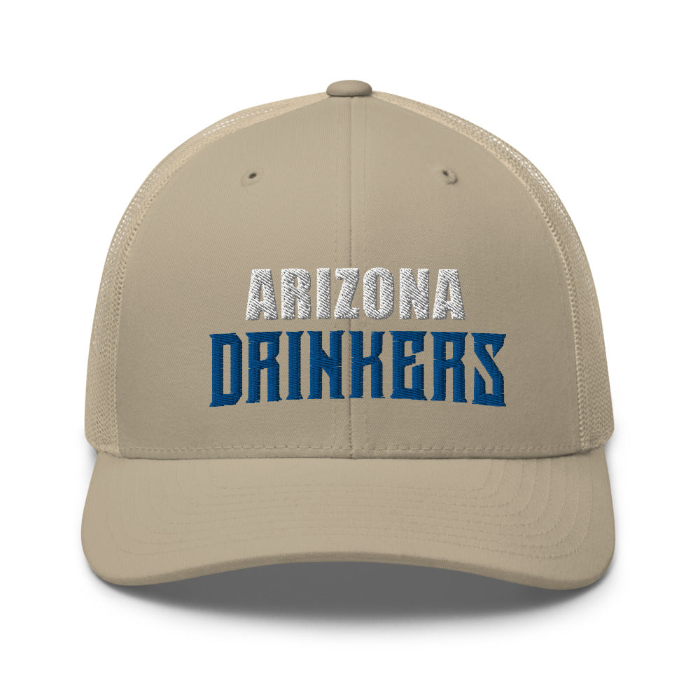 Trucker Cap with Arizona Drinkers in Blue Color on Front