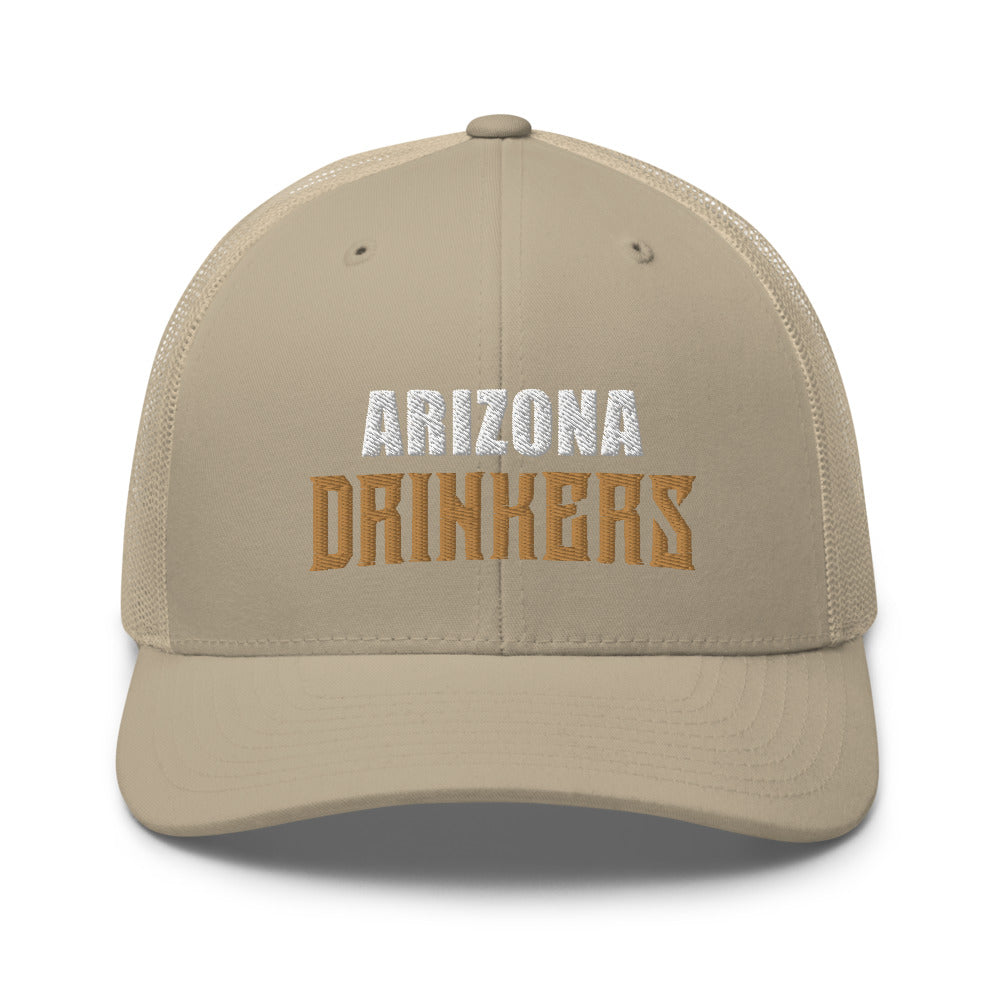 Trucker Cap with Arizona Drinkers in Brown Color on Front