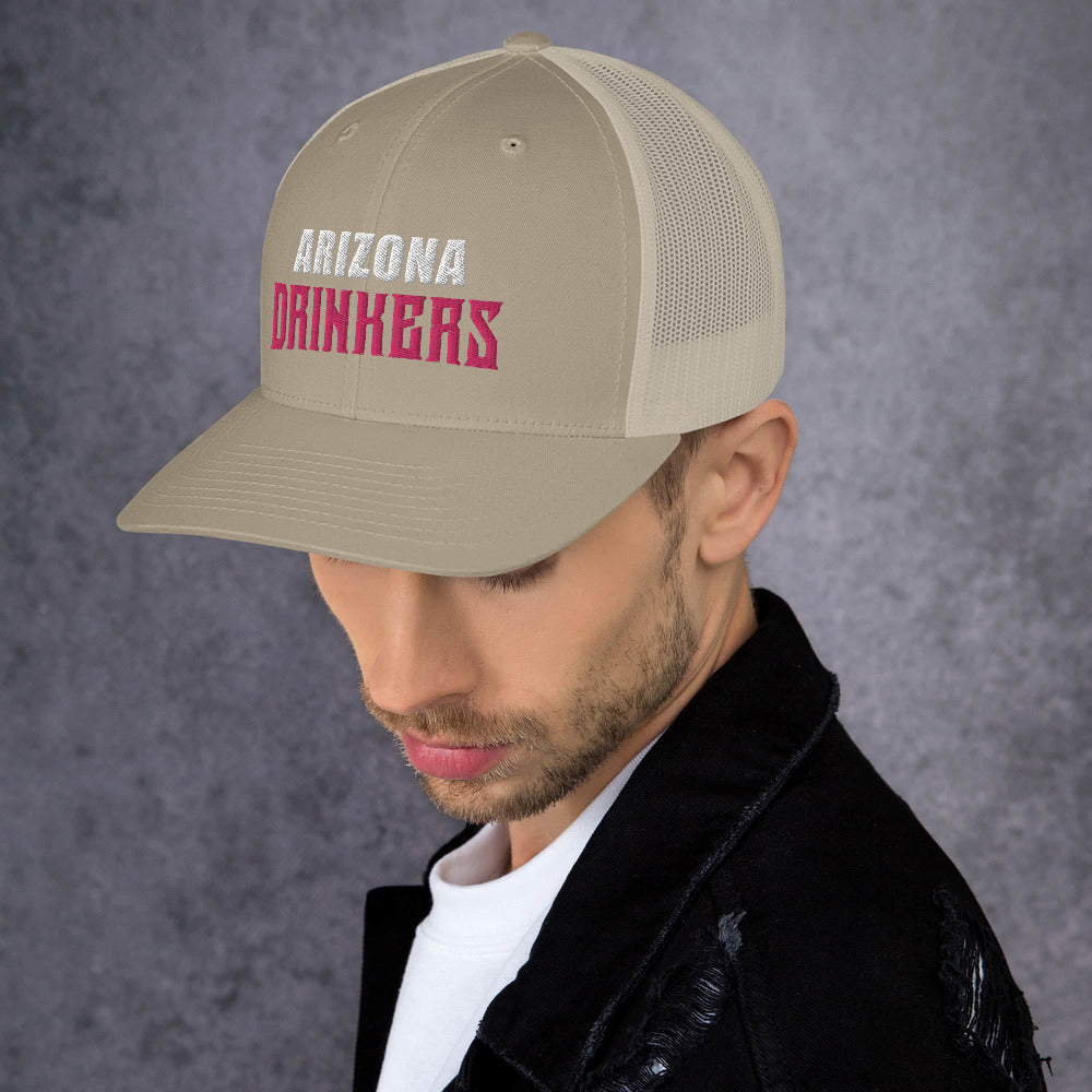 Trucker Cap with Arizona Drinkers in Pink Color on Front