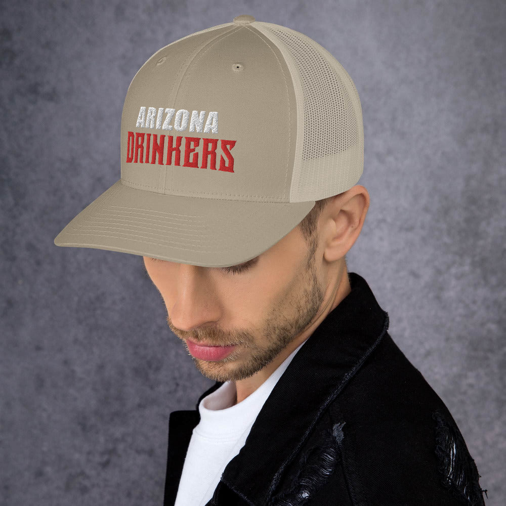 Trucker Cap with Arizona Drinkers in Red Color on Front