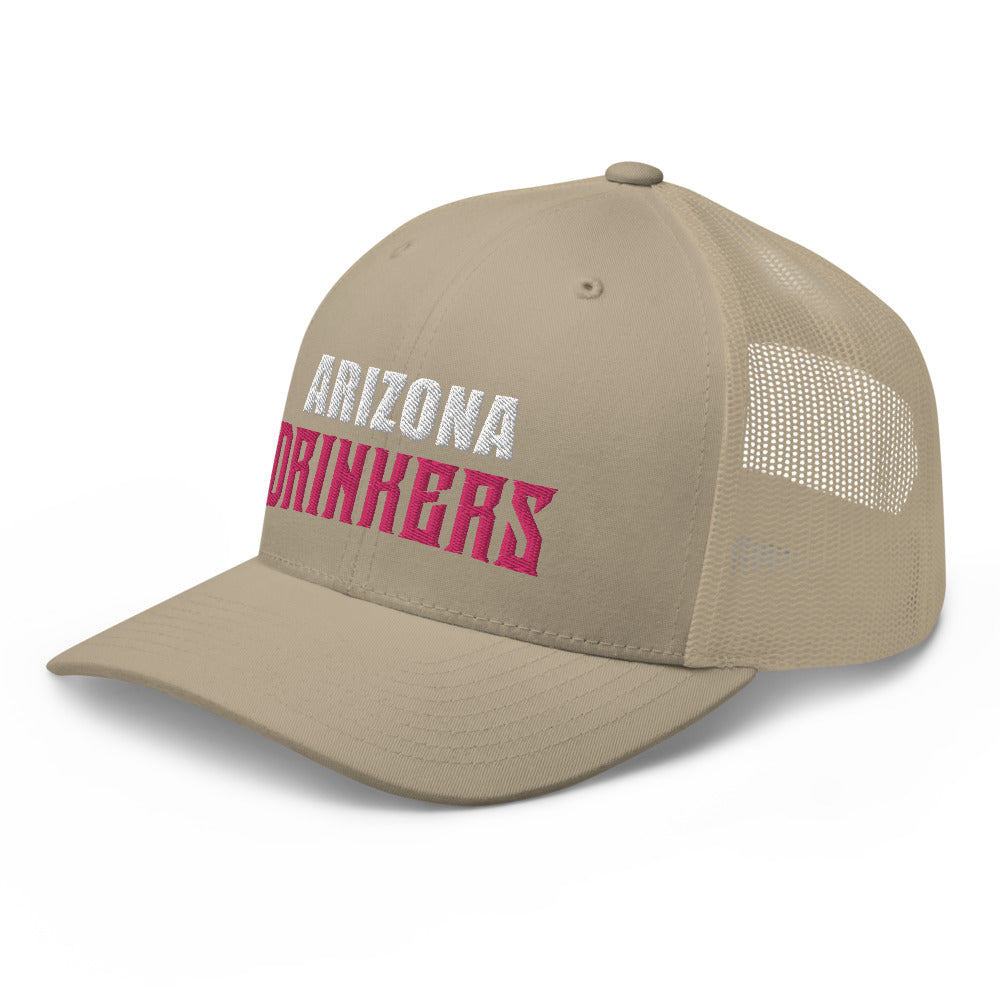 Trucker Cap with Arizona Drinkers in Pink Color on Front