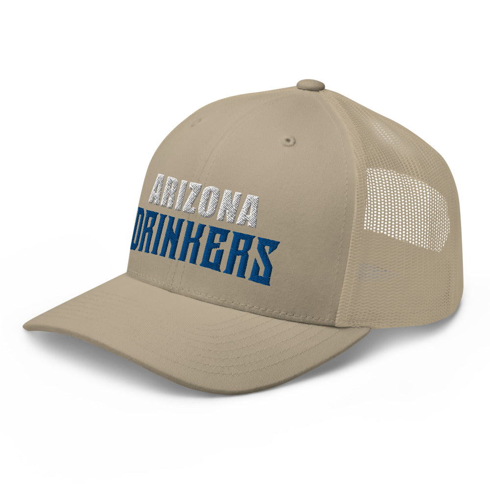 Trucker Cap with Arizona Drinkers in Blue Color on Front