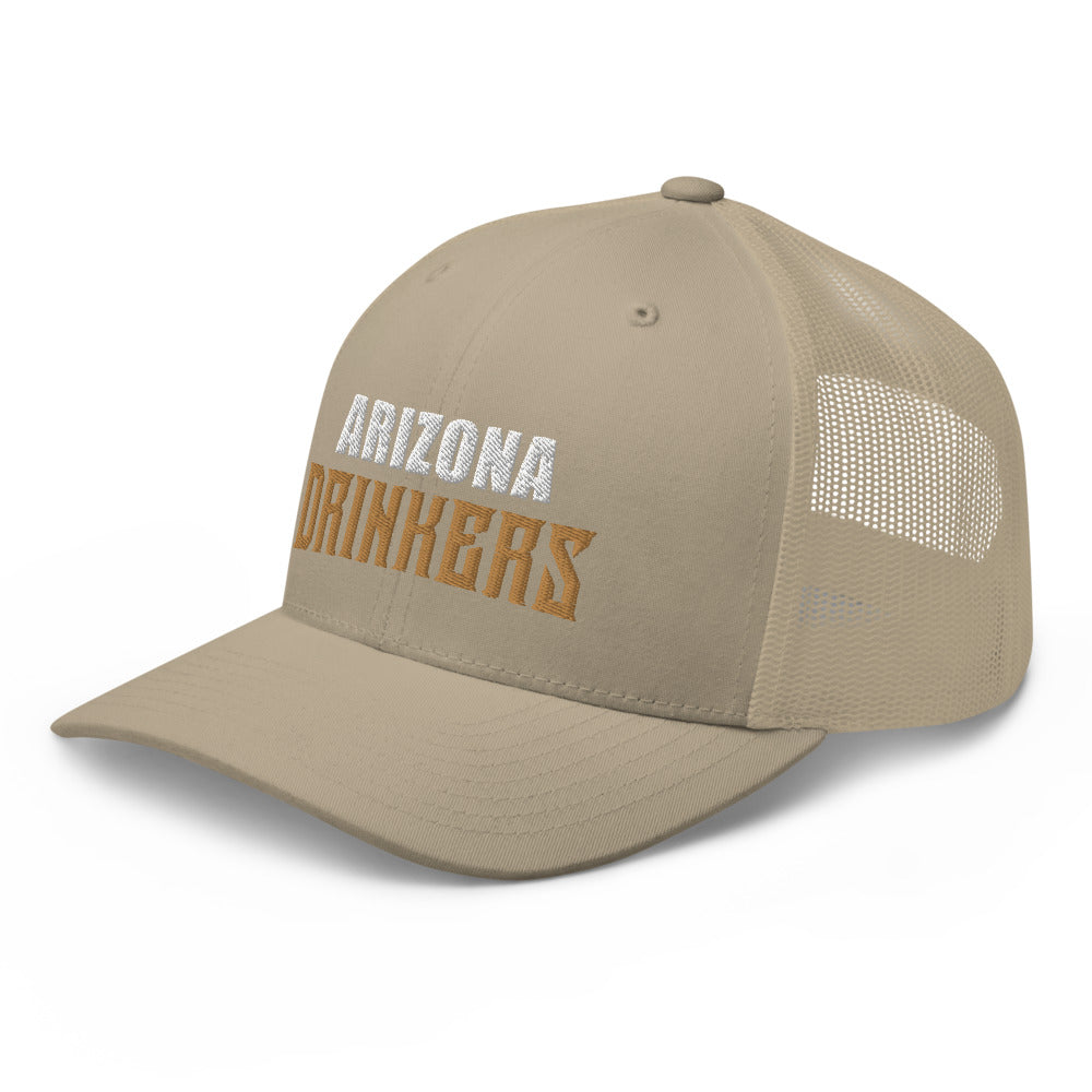 Trucker Cap with Arizona Drinkers in Brown Color on Front