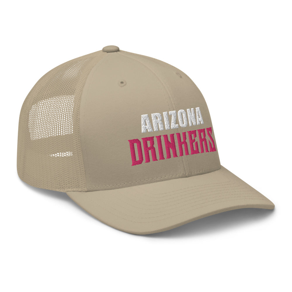 Trucker Cap with Arizona Drinkers in Pink Color on Front