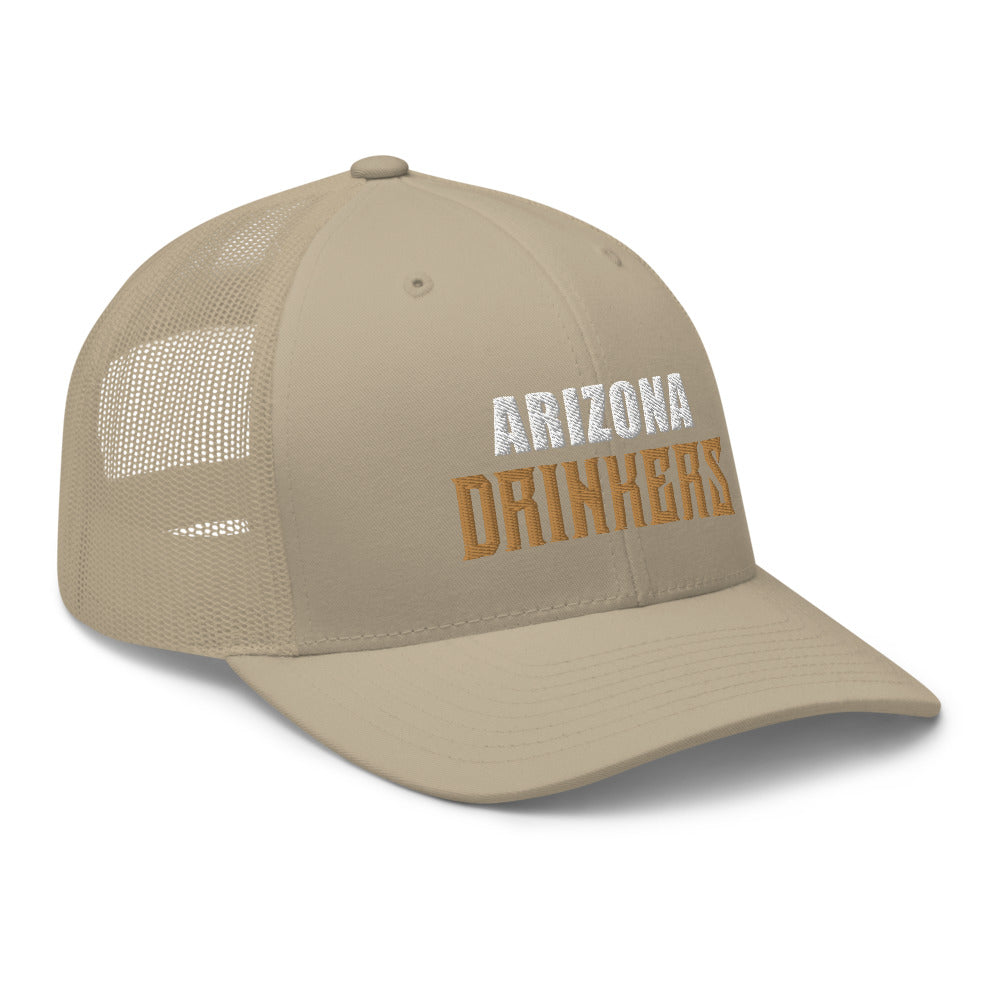 Trucker Cap with Arizona Drinkers in Brown Color on Front