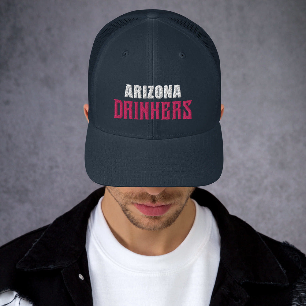 Trucker Cap with Arizona Drinkers in Pink Color on Front