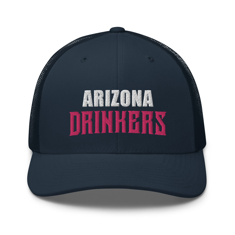 Trucker Cap with Arizona Drinkers in Pink Color on Front