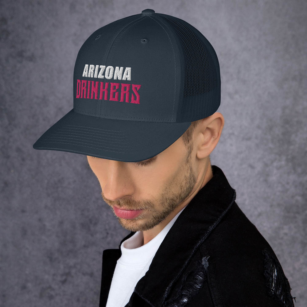 Trucker Cap with Arizona Drinkers in Pink Color on Front