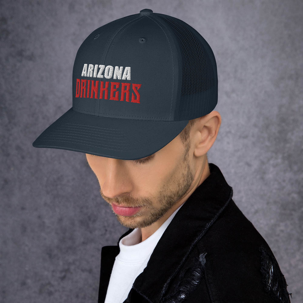 Trucker Cap with Arizona Drinkers in Red Color on Front