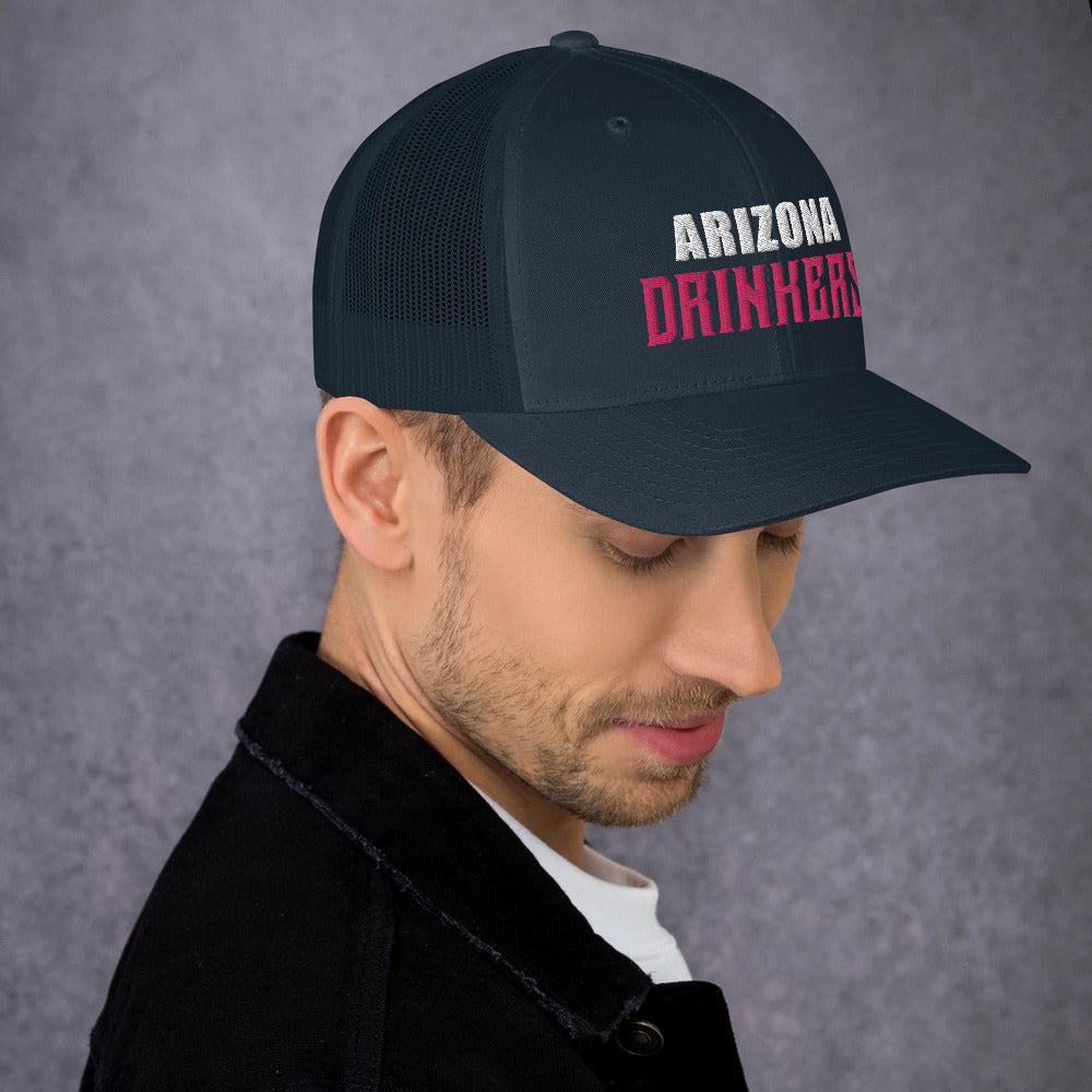 Trucker Cap with Arizona Drinkers in Pink Color on Front