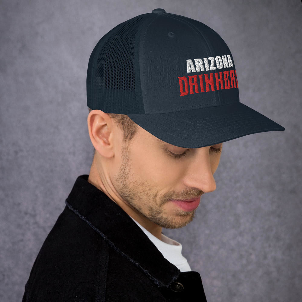 Trucker Cap with Arizona Drinkers in Red Color on Front