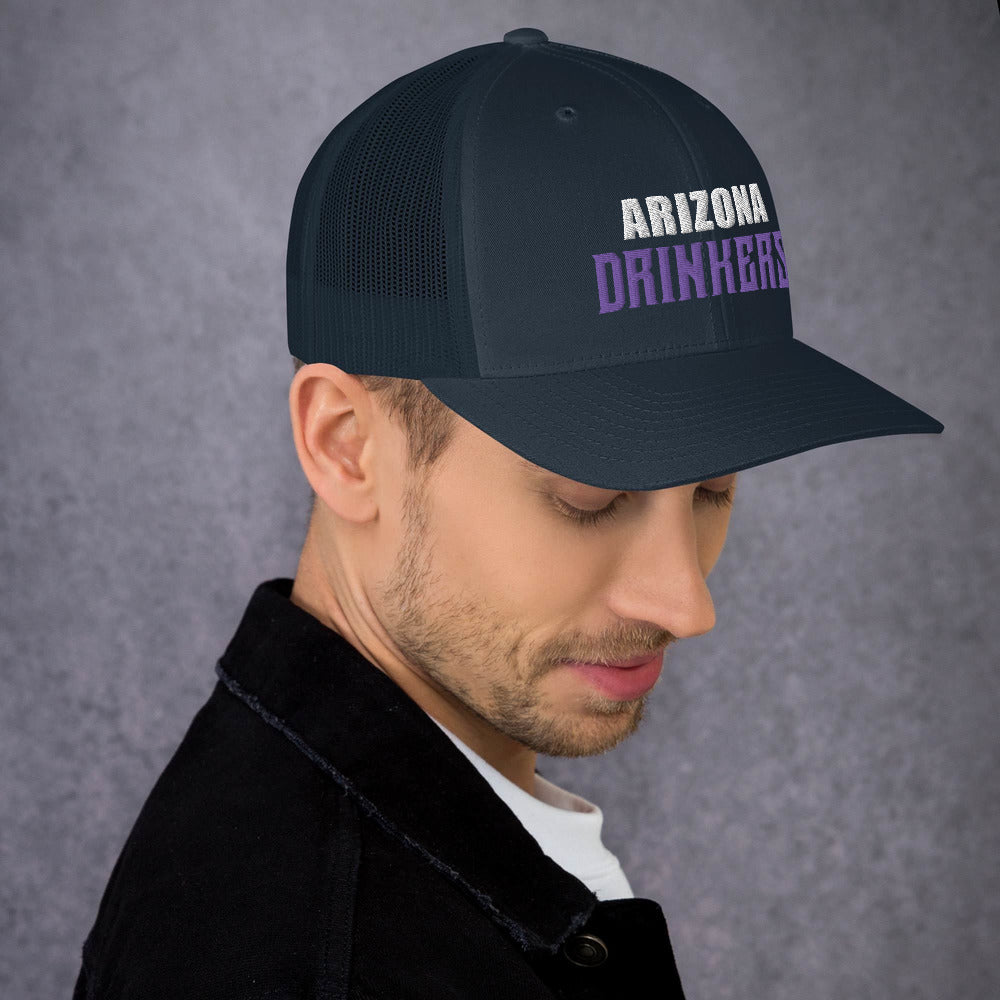 Trucker Cap with Arizona Drinkers in Violet Color on Front