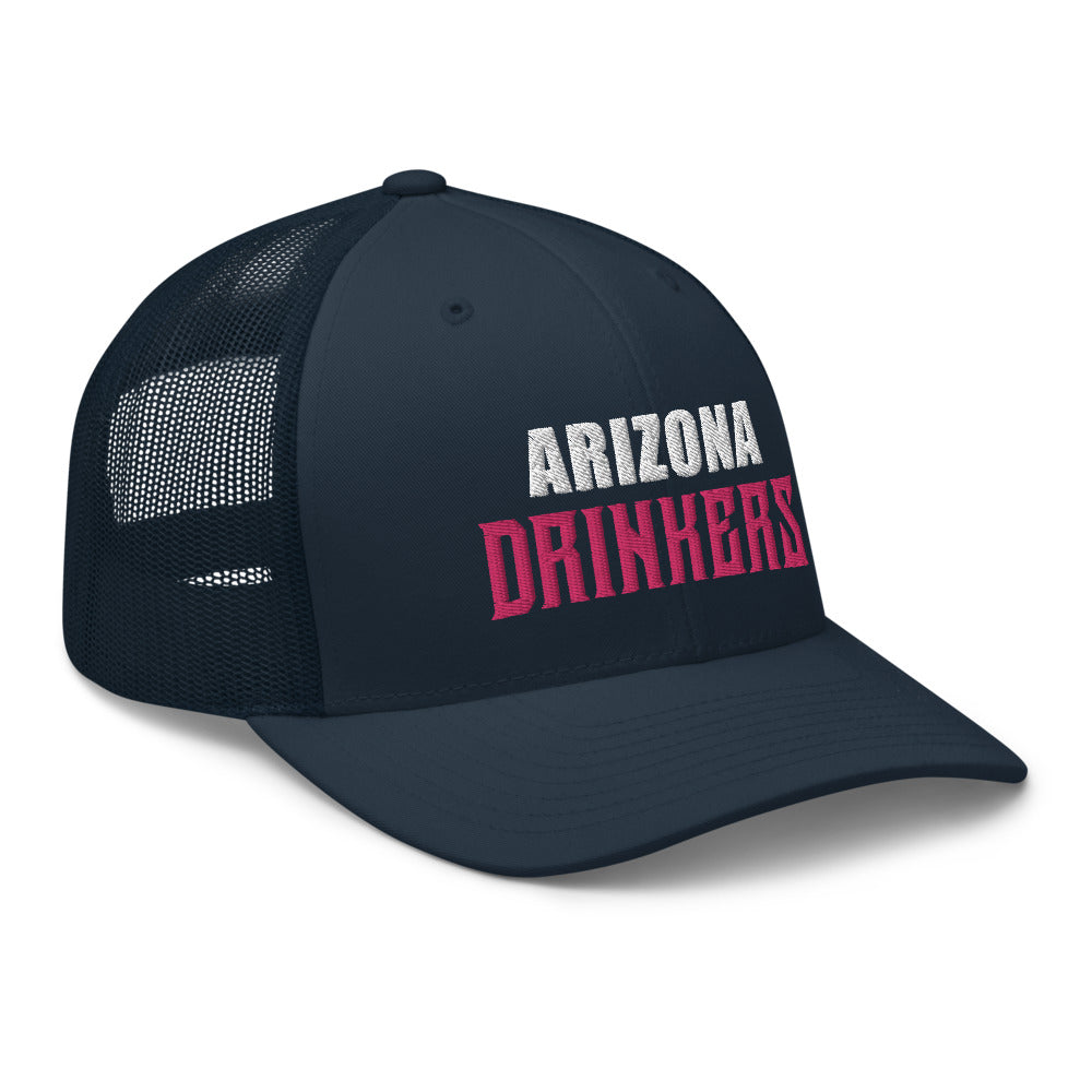 Trucker Cap with Arizona Drinkers in Pink Color on Front