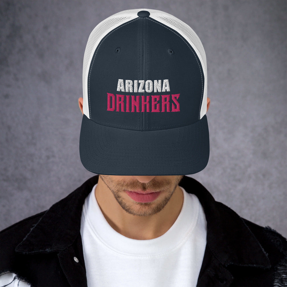 Trucker Cap with Arizona Drinkers in Pink Color on Front