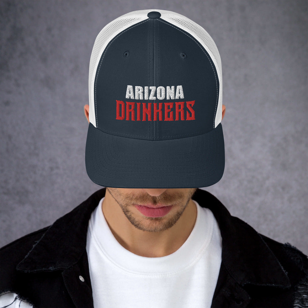 Trucker Cap with Arizona Drinkers in Red Color on Front