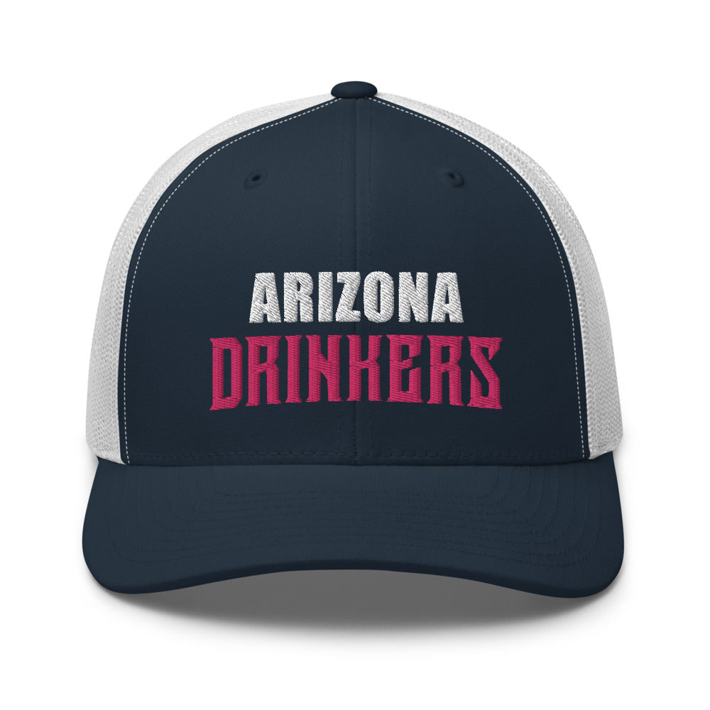 Trucker Cap with Arizona Drinkers in Pink Color on Front