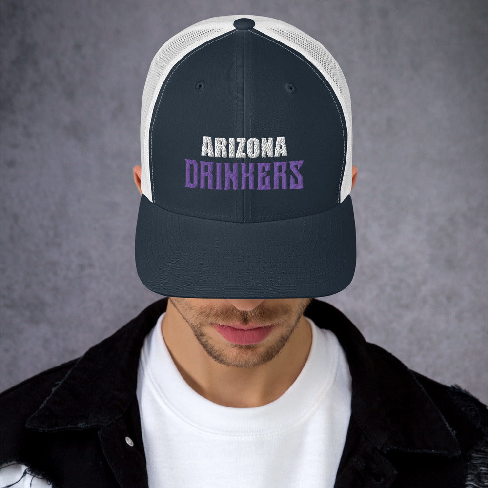 Trucker Cap with Arizona Drinkers in Violet Color on Front