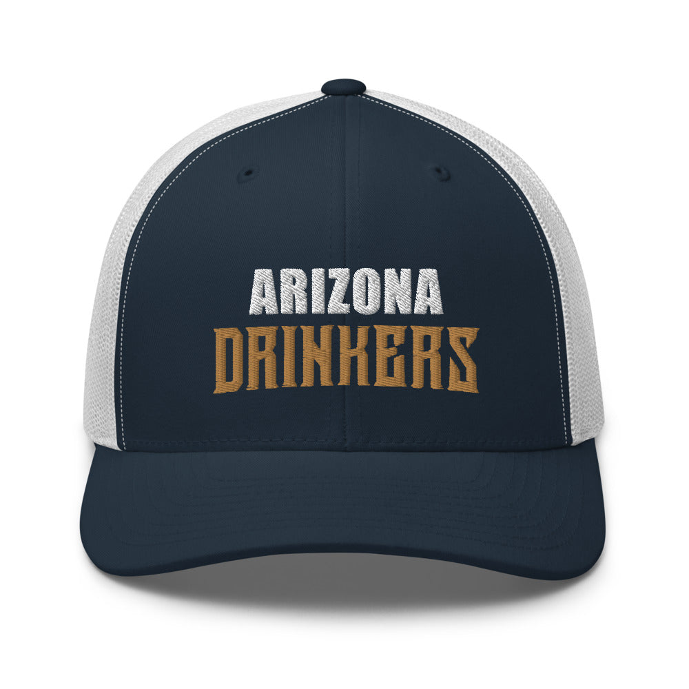 Trucker Cap with Arizona Drinkers in Brown Color on Front