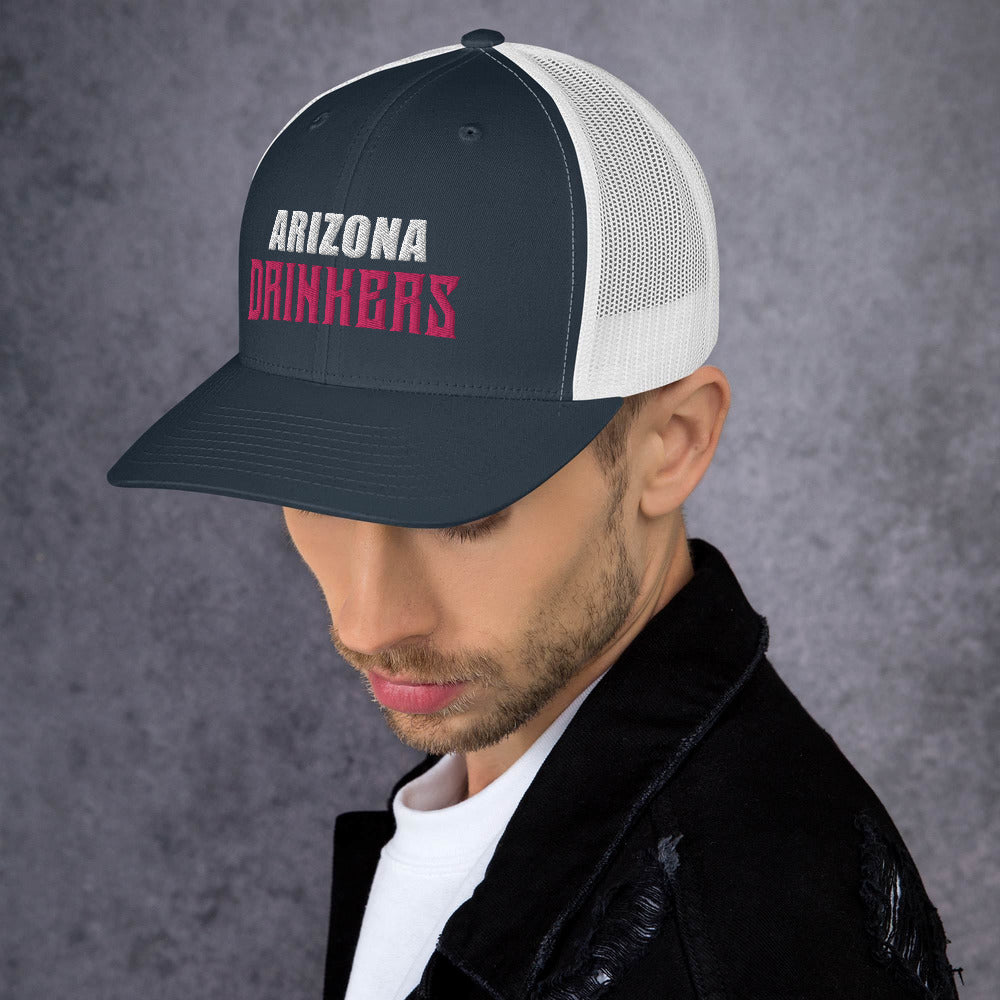 Trucker Cap with Arizona Drinkers in Pink Color on Front