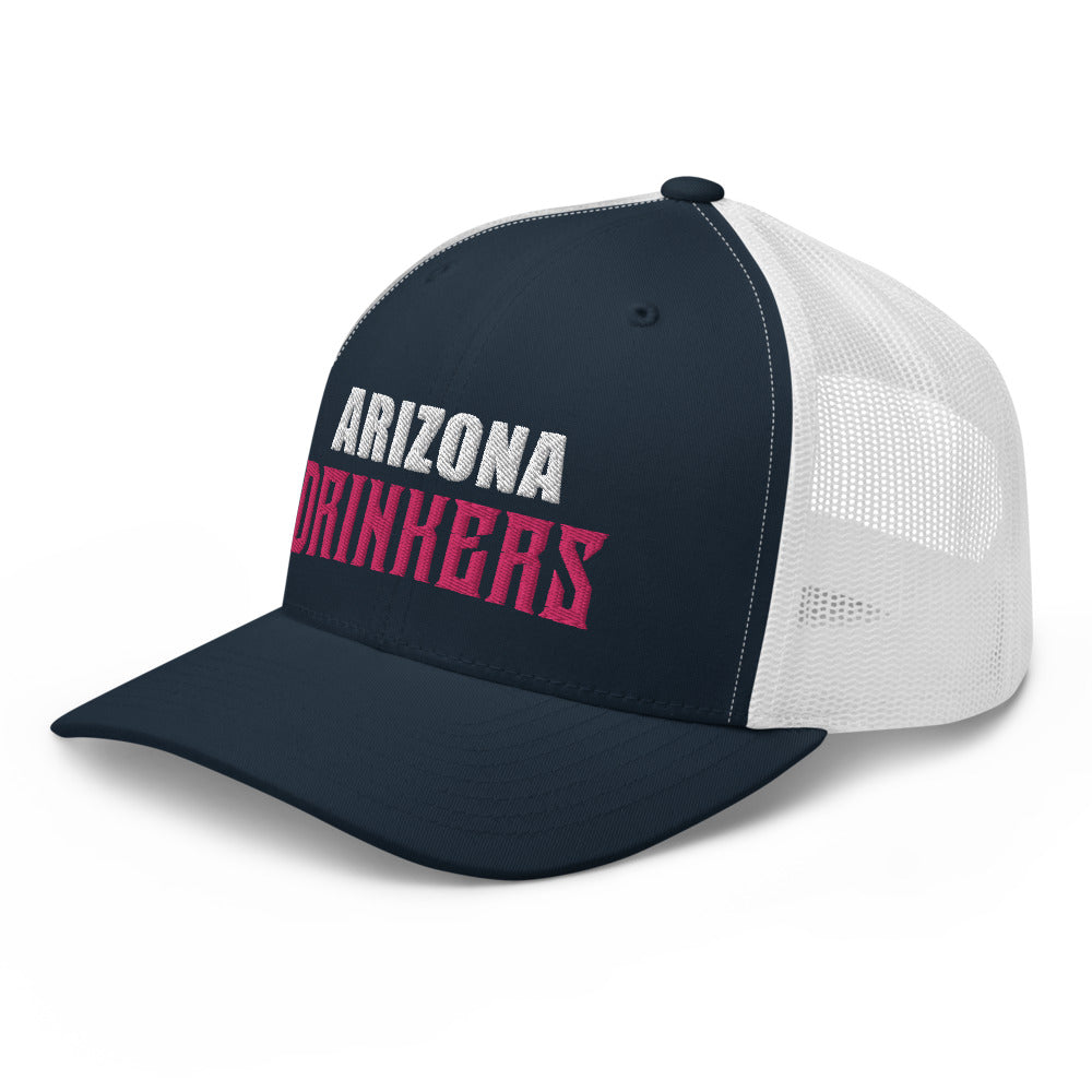 Trucker Cap with Arizona Drinkers in Pink Color on Front