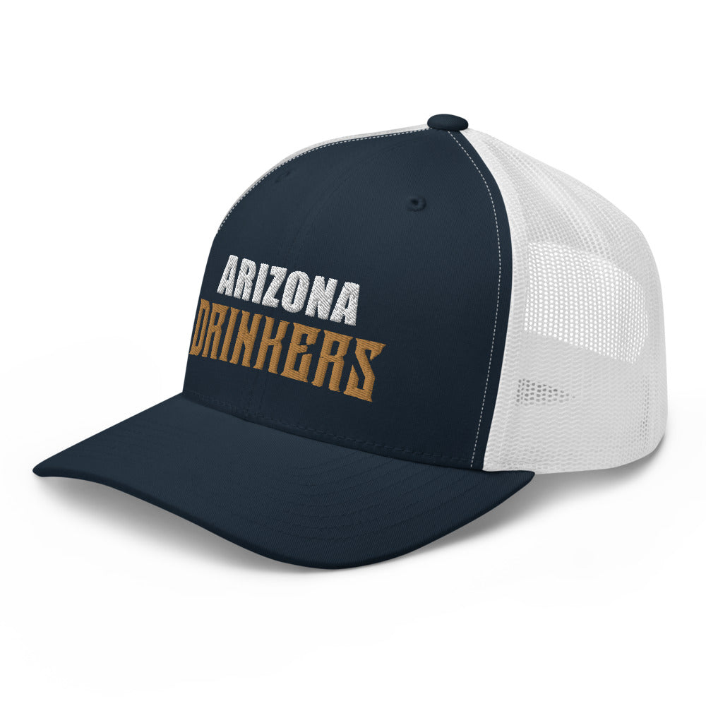 Trucker Cap with Arizona Drinkers in Brown Color on Front