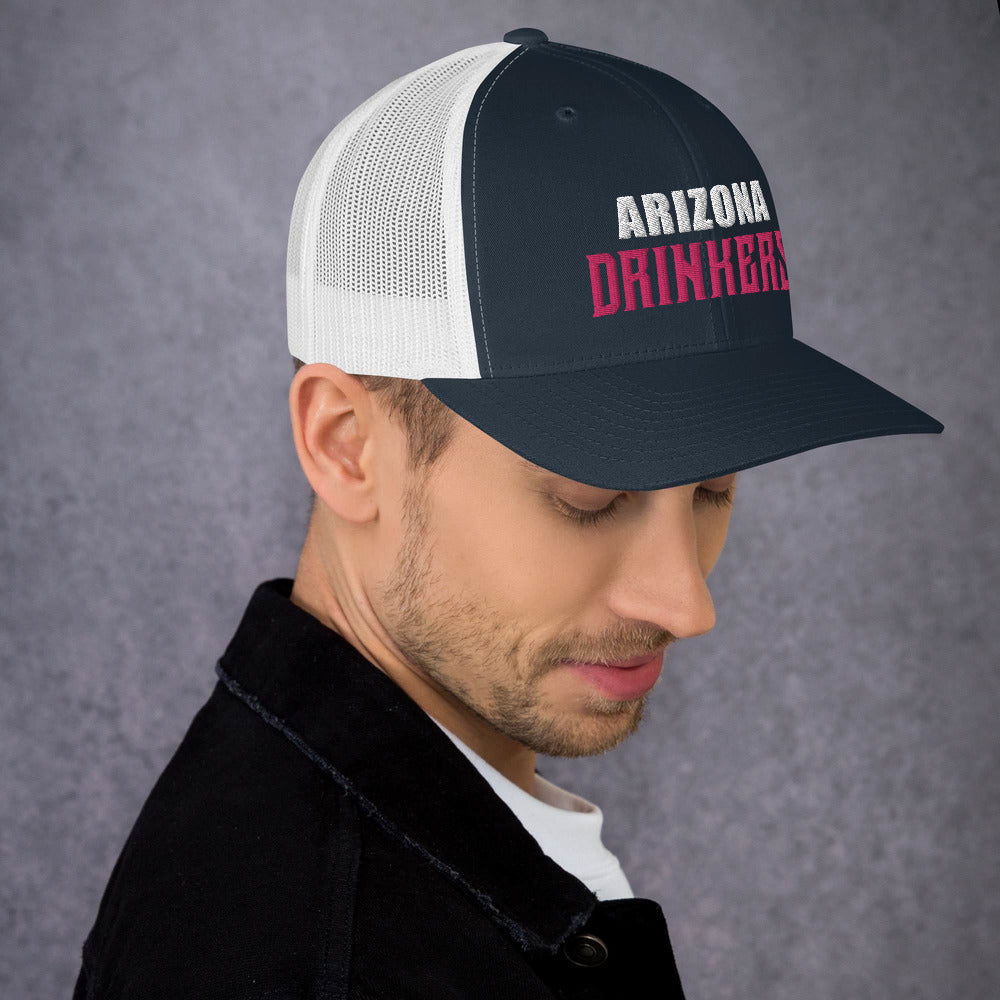 Trucker Cap with Arizona Drinkers in Pink Color on Front