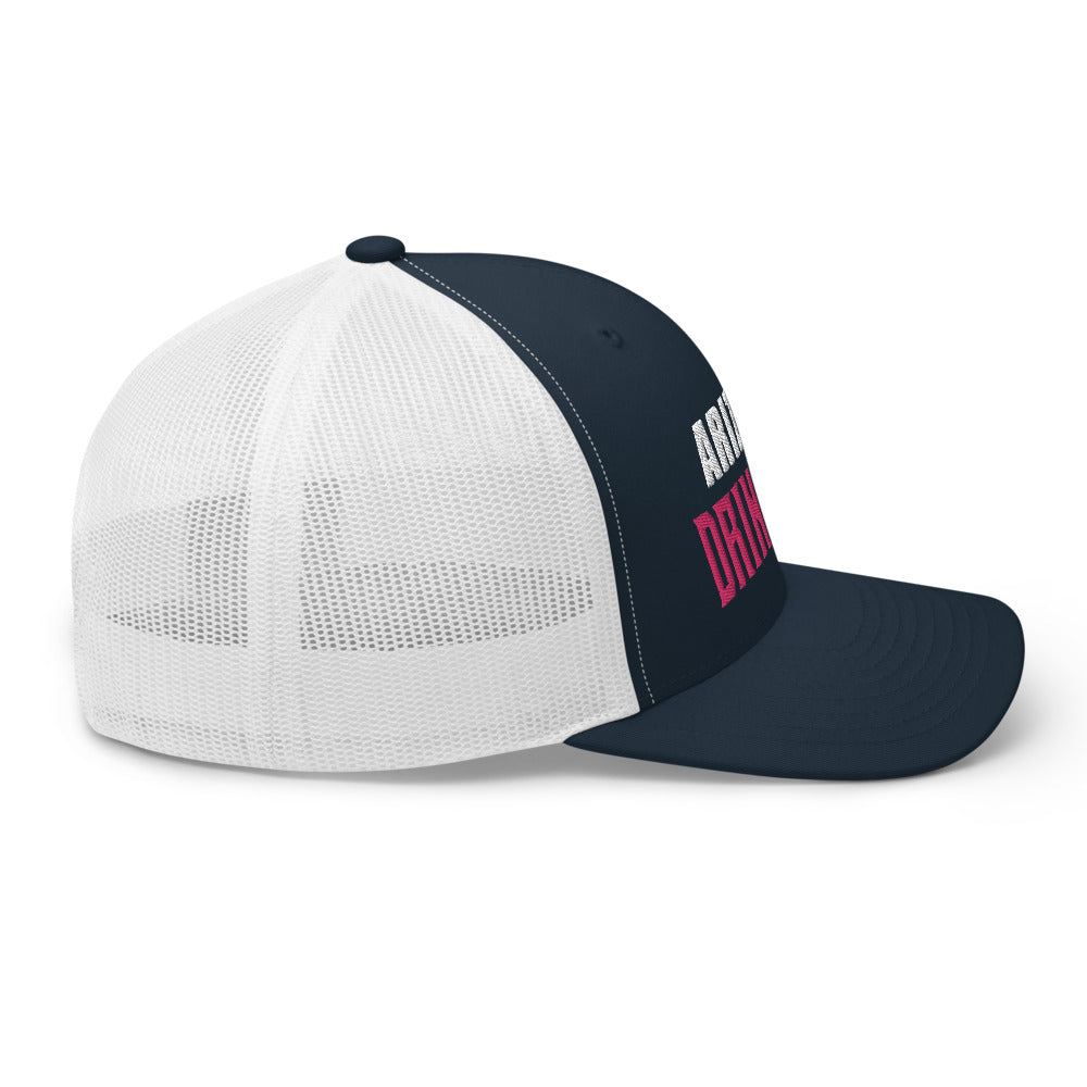 Trucker Cap with Arizona Drinkers in Pink Color on Front