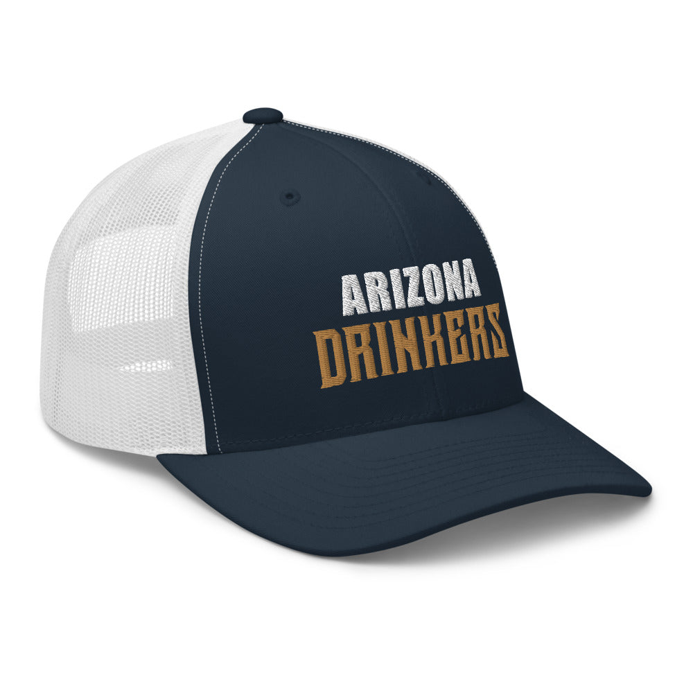 Trucker Cap with Arizona Drinkers in Brown Color on Front