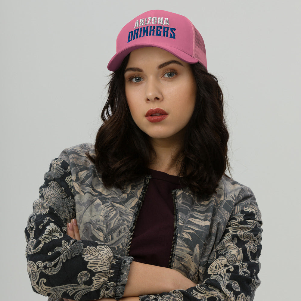 Trucker Cap with Arizona Drinkers in Blue Color on Front