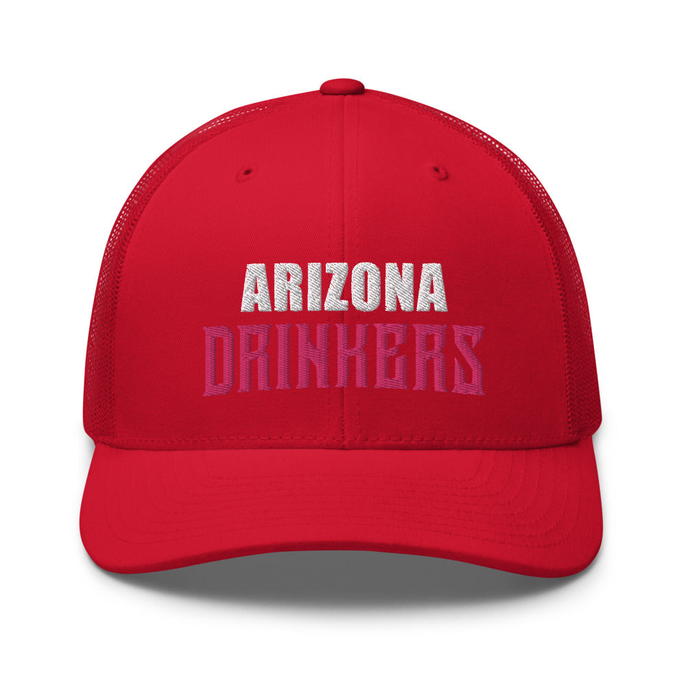 Trucker Cap with Arizona Drinkers in Pink Color on Front