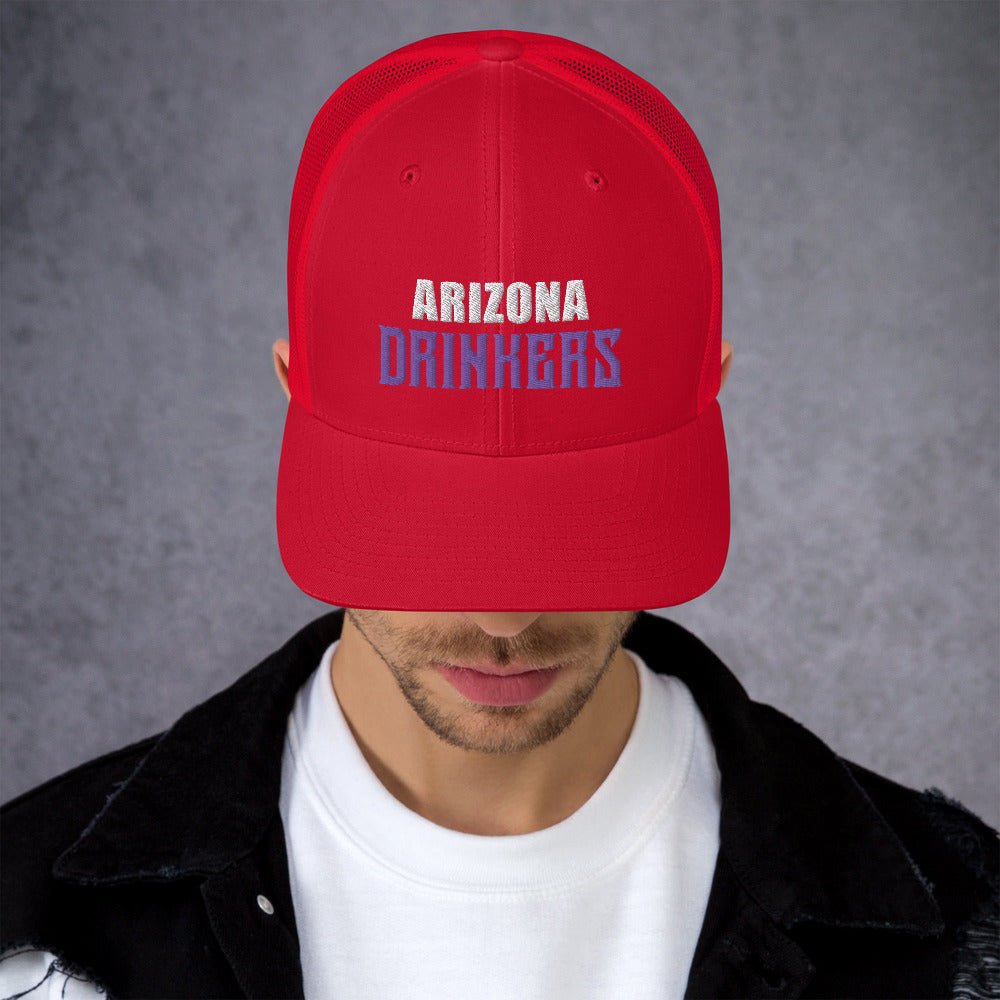 Trucker Cap with Arizona Drinkers in Violet Color on Front