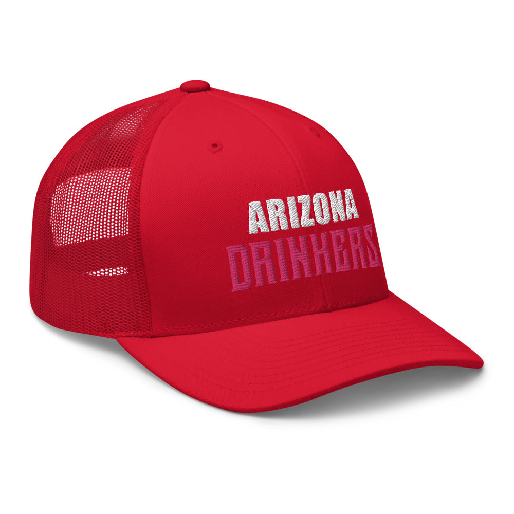 Trucker Cap with Arizona Drinkers in Pink Color on Front