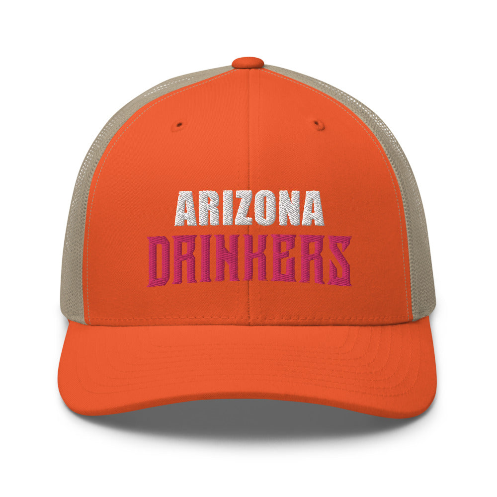 Trucker Cap with Arizona Drinkers in Pink Color on Front