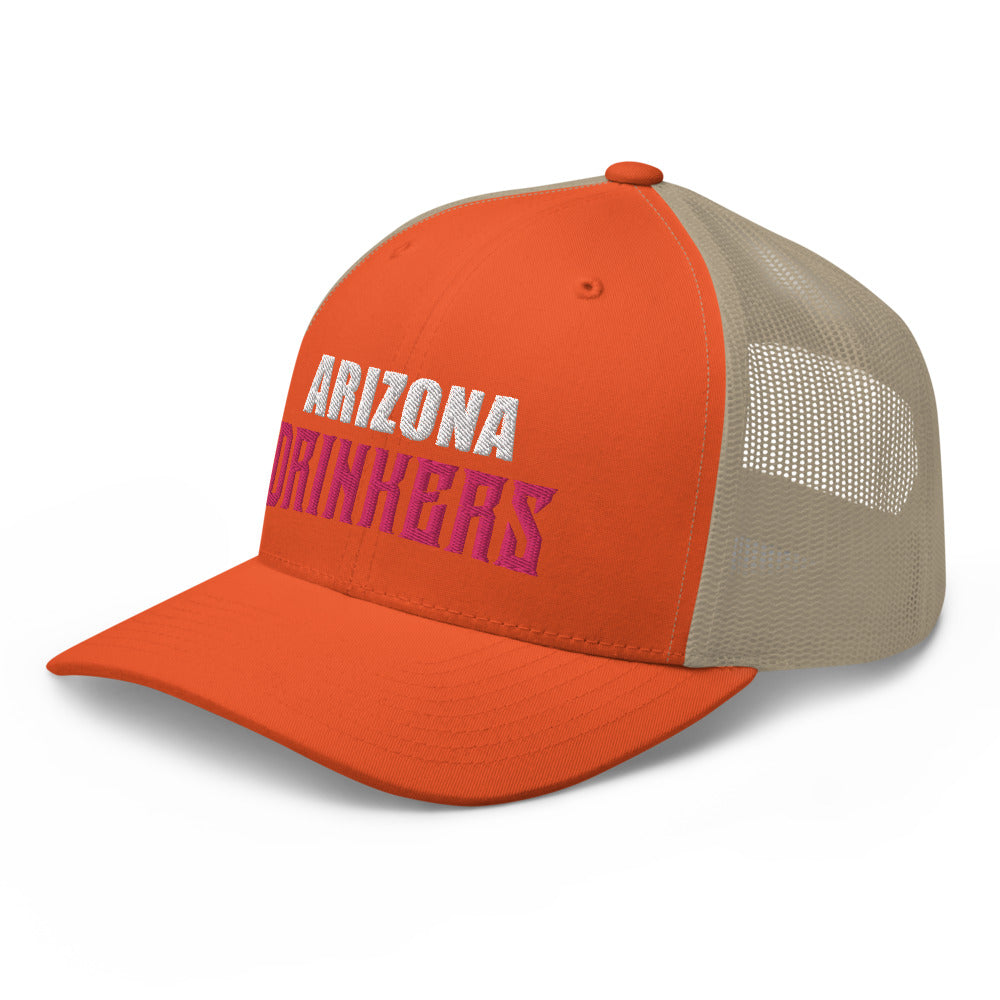 Trucker Cap with Arizona Drinkers in Pink Color on Front