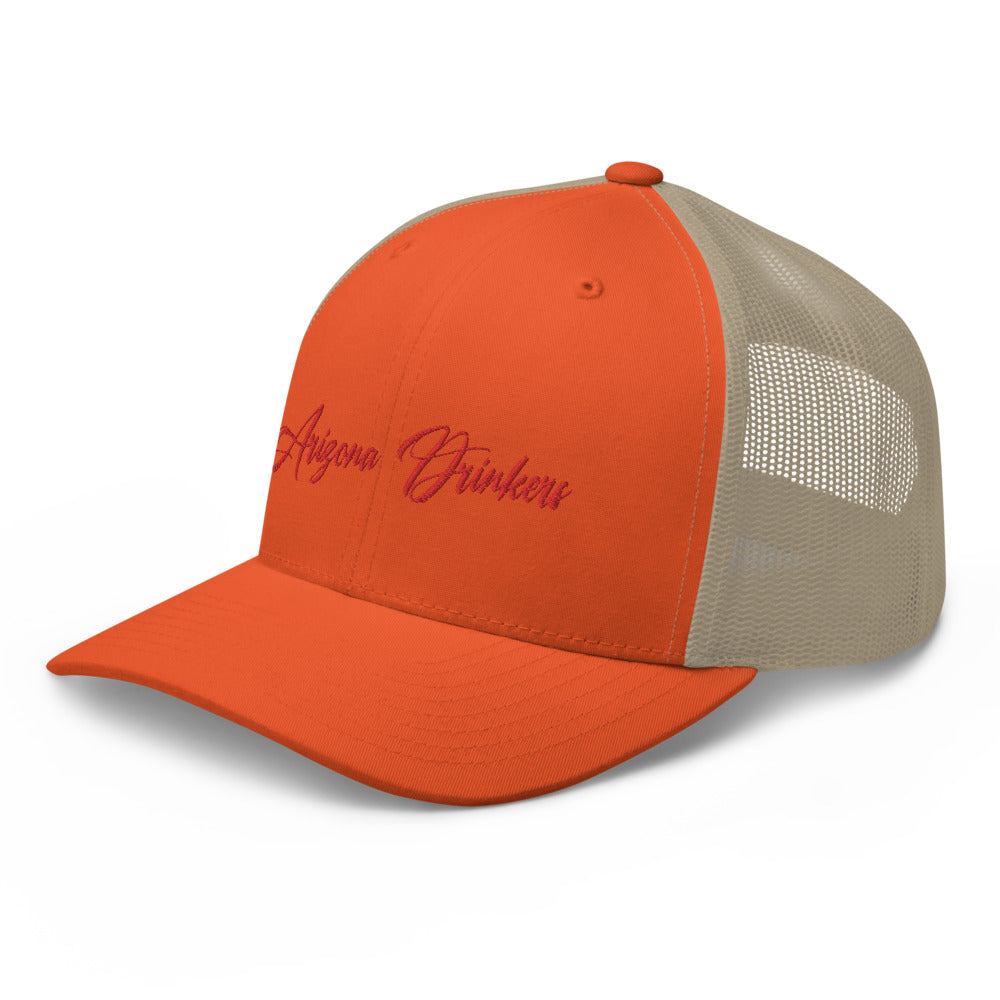 Trucker Cap with Arizona Drinkers in Red Color on Front