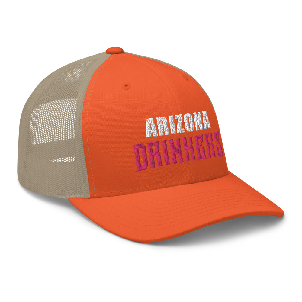 Trucker Cap with Arizona Drinkers in Pink Color on Front