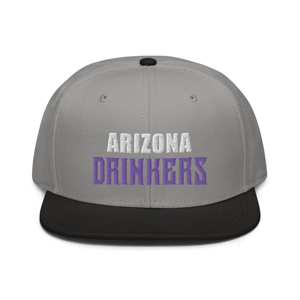 Snapback Hat with Arizona Drinkers in Violet Color on Front