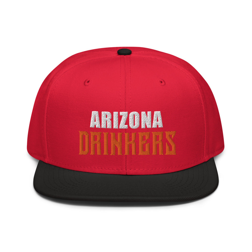 Snapback Hat with Arizona Drinkers in Orange Color Text on Front