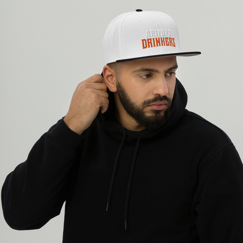 Snapback Hat with Arizona Drinkers in Orange Color on Front