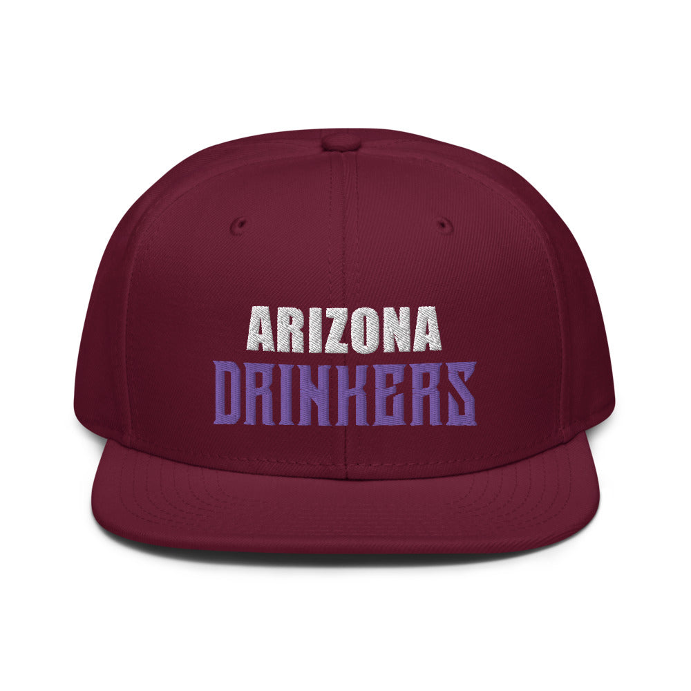 Snapback Hat with Arizona Drinkers Text on front