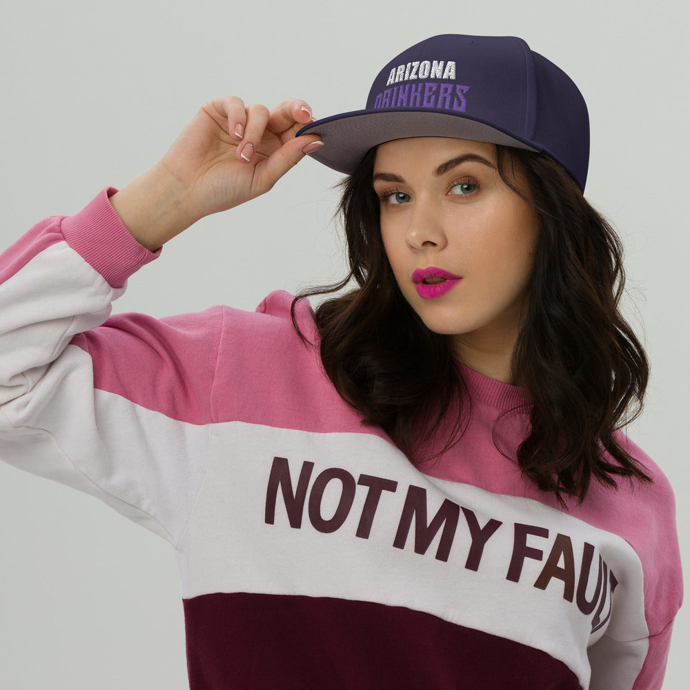 Snapback Hat with Arizona Drinkers in Violet Color on Front