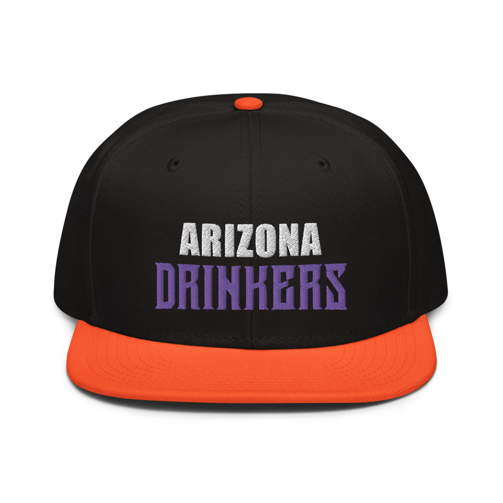 Snapback Hat with Arizona Drinkers Text on front