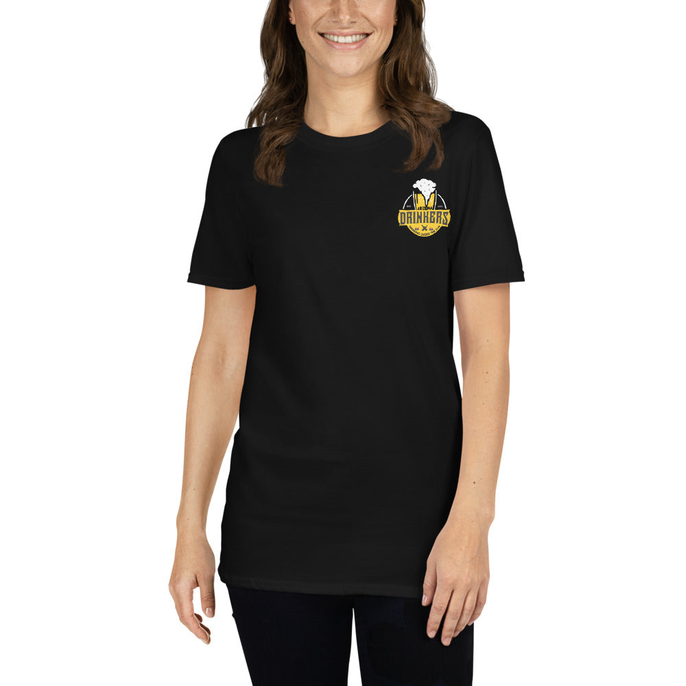 Short-Sleeve Unisex T-Shirt with Arizona Drinkers logo on left chest and Drinkers Text Back